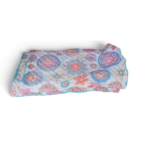 RT 1916 Designer's Collection Other - RT 1916 Designer Collection Quilted Pillow Shams Blue Pink Boho Standard (#2)
